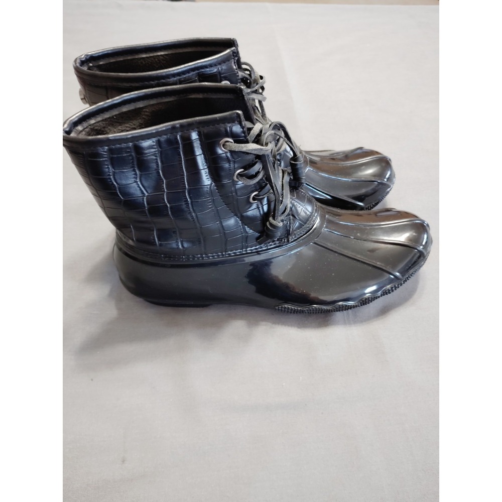 Seven7 Boots Goose Wool Rubber Duck Ankle Booties Fleece Lined Women Black 9